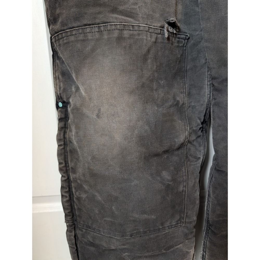 Vtg Carhartt Black Duck Insulated Overalls Double Knee 48-50 Distressed Workwear - Picture 7 of 16
